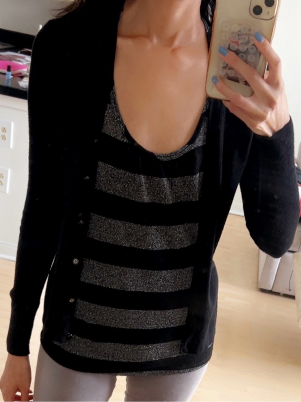 Brand New Tory Burch Black Merino Wool Cardigan